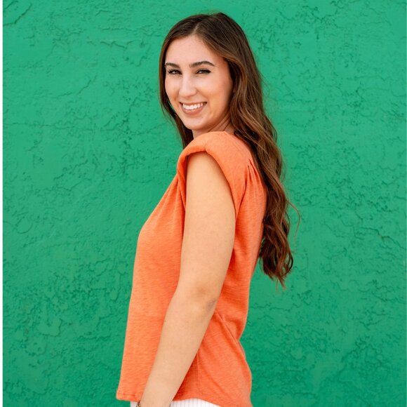 NWT - Elan V Neck Muscle Tee in Papaya Orange - Picture 3 of 4